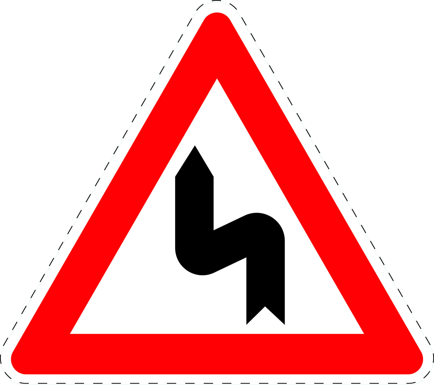1 Stuk of traffic sign "Double curve (first to the left)" 20–70 cm LH-Verk-105-10