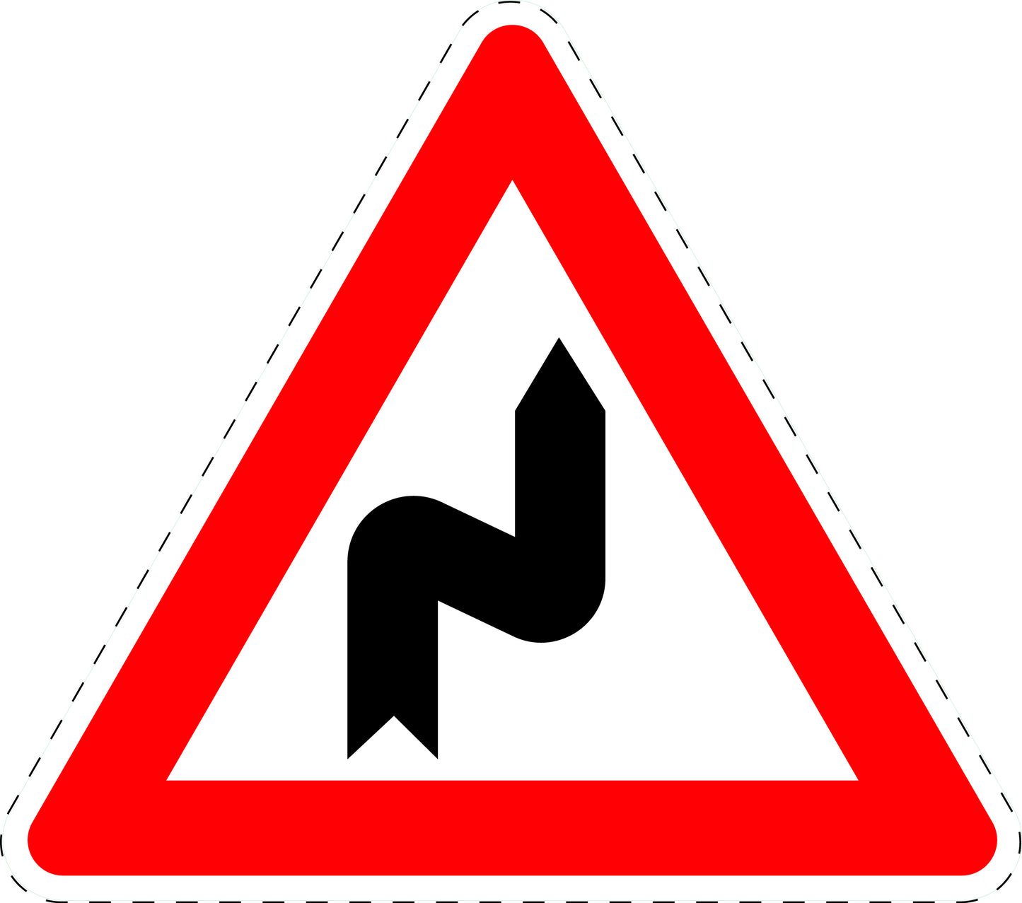 1 Stuk of traffic sign "Double curve (first to the right)" 2-15 cm LH-Verk-105-20
