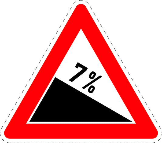 1 Stuk of traffic sign "Descent 7%" 20–70 cm LH-Verk-108-53