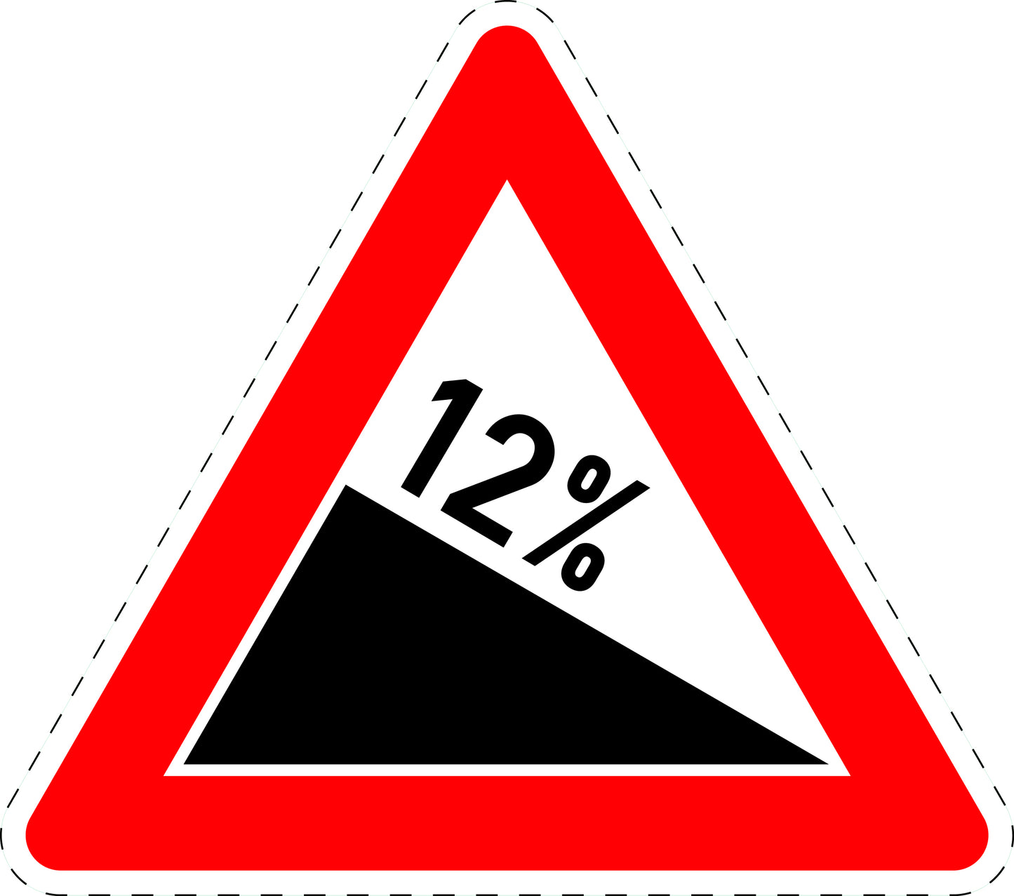 1 Stuk of traffic sign "Descent 12%" 20–70 cm LH-Verk-108-58