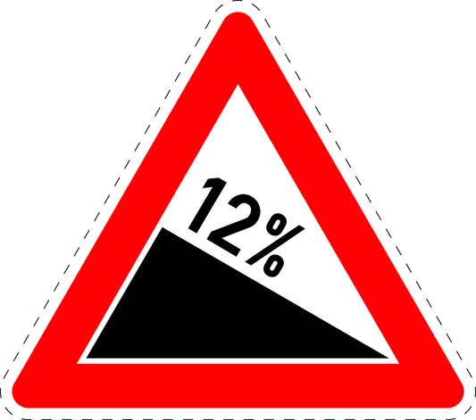 1 Stuk of traffic sign "Descent 12%" 2-15 cm LH-Verk-108-58