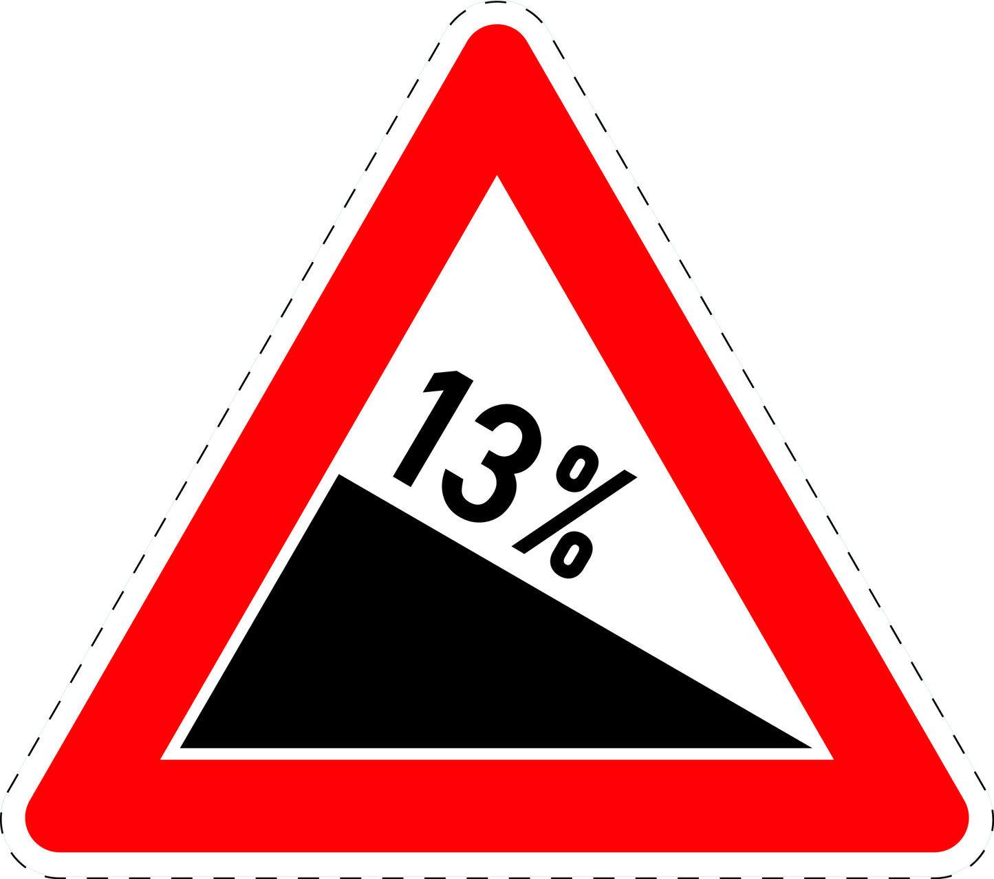 1 Stuk of traffic sign "Descent 13%" 20–70 cm LH-Verk-108-59