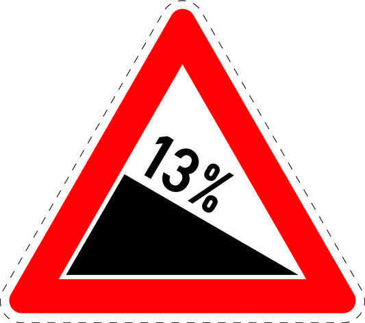 1 Stuk of traffic sign "Descent 13%" 20–70 cm LH-Verk-108-59