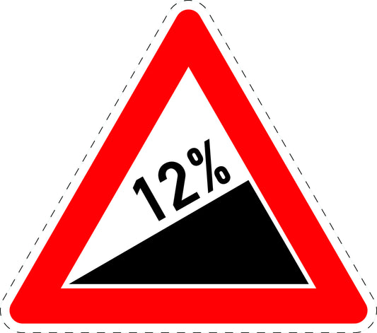 1 Stuk traffic sign "Incline 12%" 2-15 cm LH-Verk-110-58