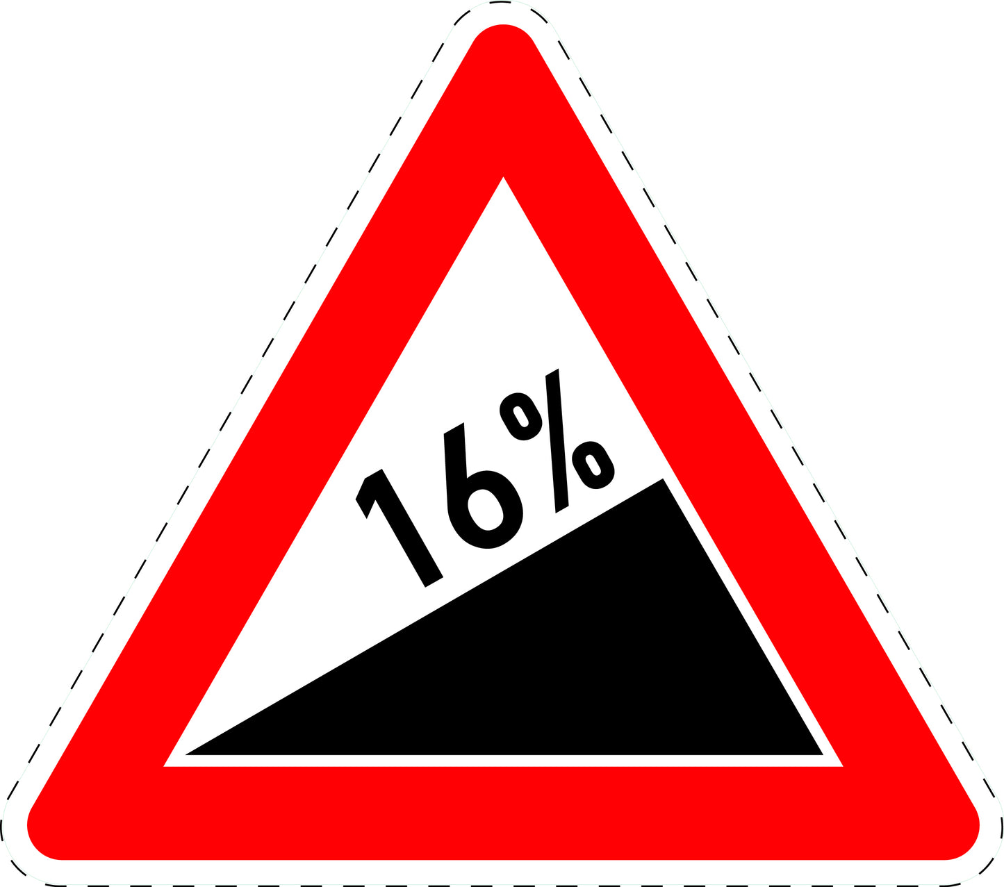 1 Stuk traffic sign "Incline 16%" 20–70 cm LH-Verk-110-62