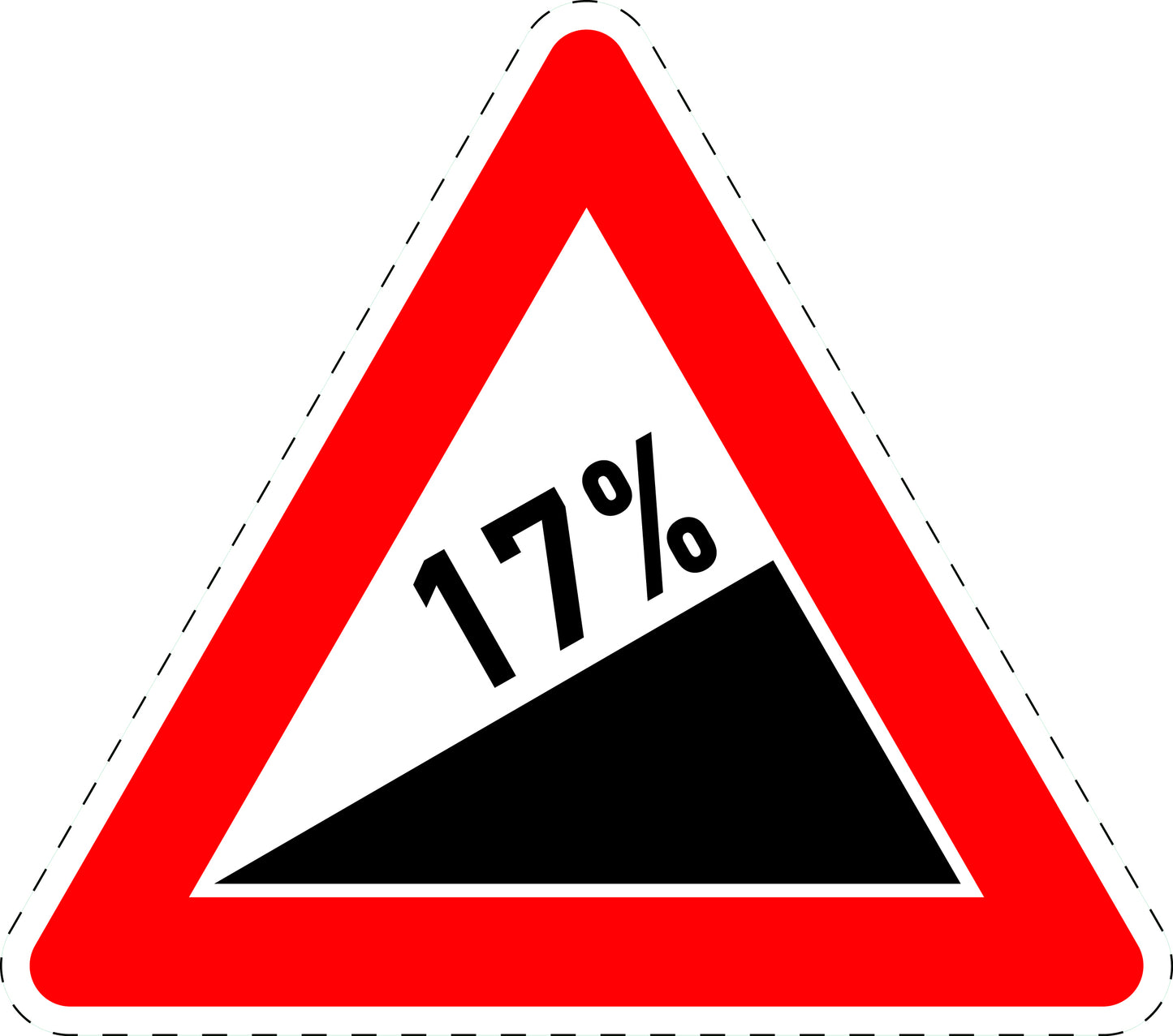 1 Stuk traffic sign "Incline 17%" 20–70 cm LH-Verk-110-63