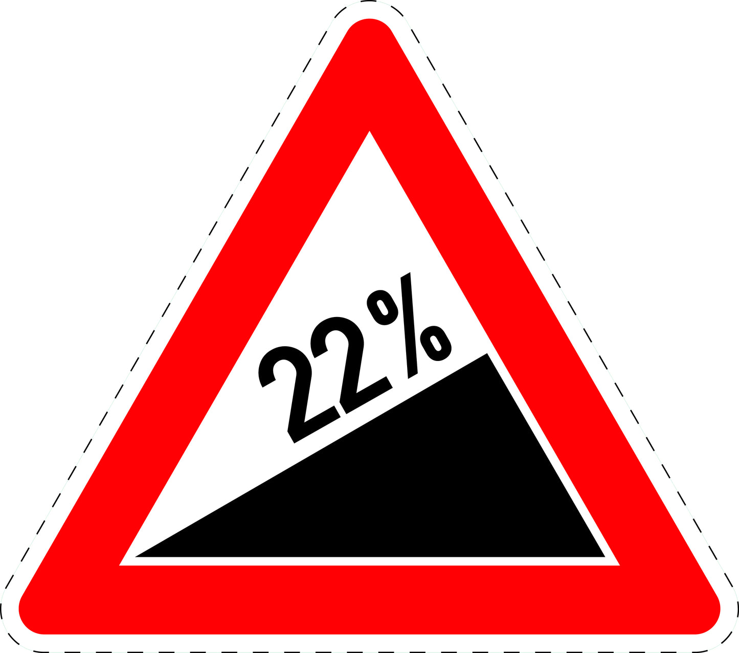 1 Stuk traffic sign "Incline 22%" 2-15 cm LH-Verk-110-68