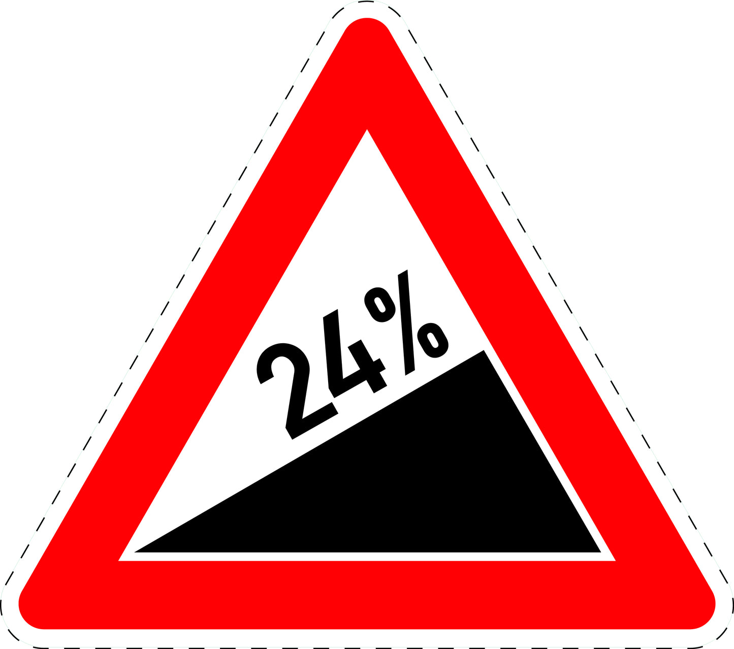 1 Stuk traffic sign "Incline 24%" 20–70 cm LH-Verk-110-70