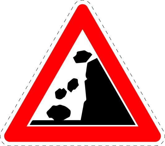1 Stuk traffic sign "Falling rocks from the left" 2-15 cm LH-Verk-115-10