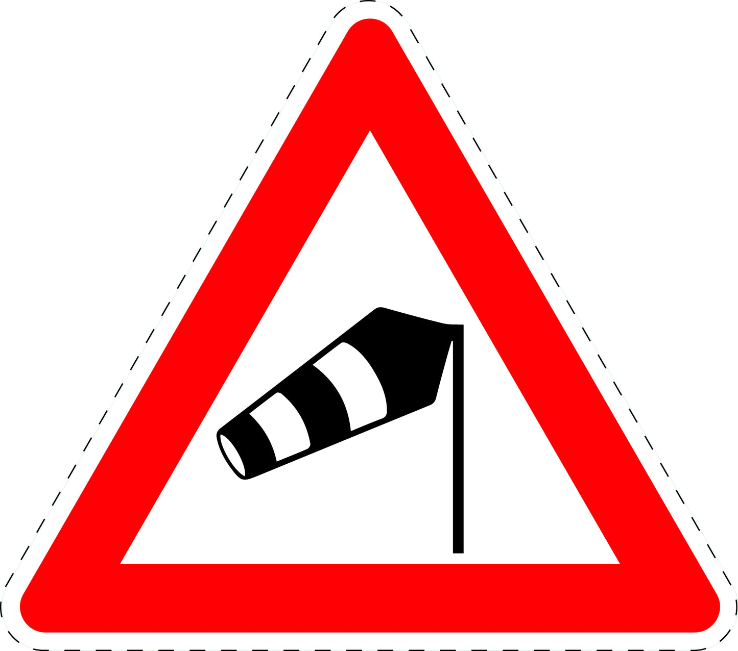 1 Stuk traffic sign "Side wind from the right" 20–70 cm LH-Verk-117-10