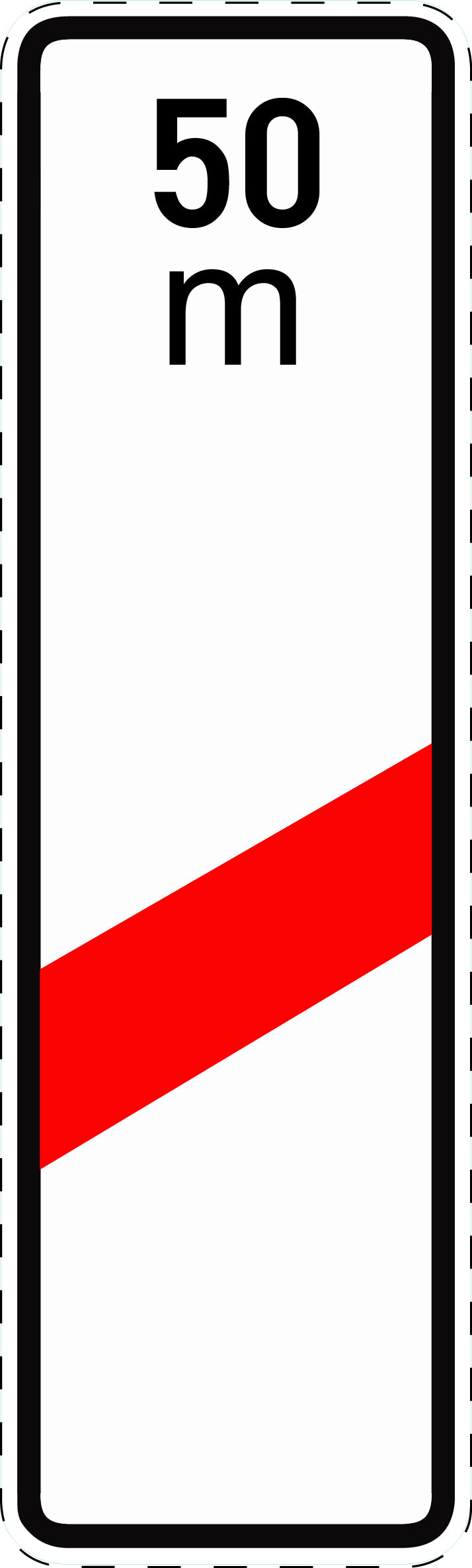 1 Stuk traffic sign "One-stripe warning beacon with distance indication (installation right)" 2-15 cm LH-Verk-162-11