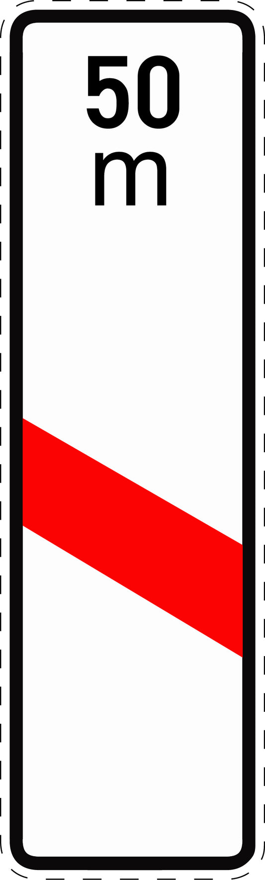 1 Stuk traffic sign "One-stripe warning beacon with distance indication (installation left)" 2-15 cm LH-Verk-162-21