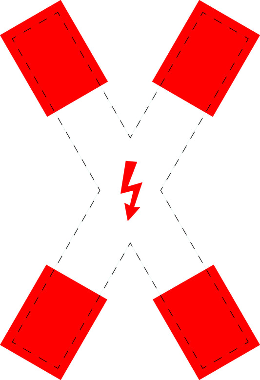 1 Stuk traffic sign "St. Andrew’s cross with lightning arrow" 2-15 cm LH-Verk-201-51