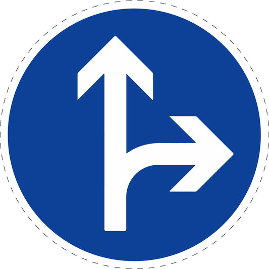 1 stuk traffic sign "Mandatory direction of travel: Go straight or right" 2-15 cm LH-Verk-214-20