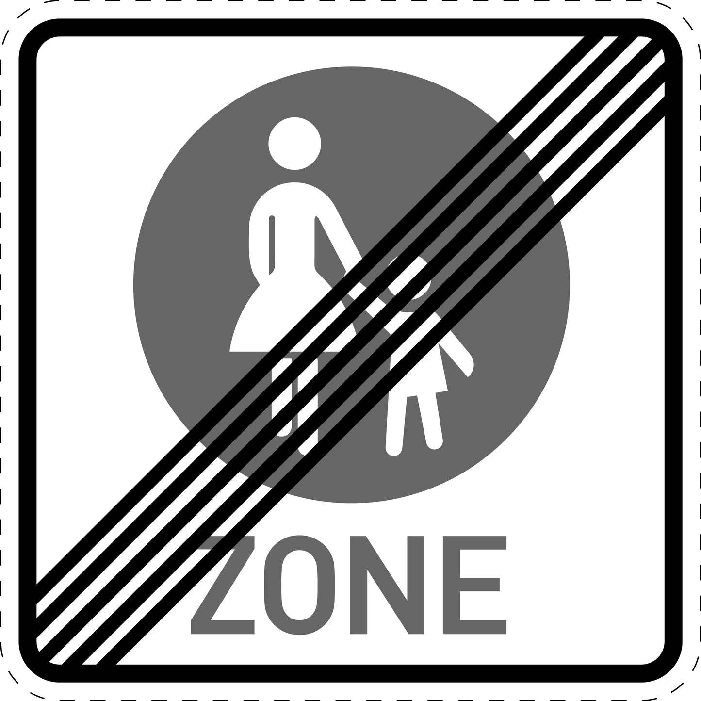 1 Stuk traffic sign "End of Pedestrian Zone" – 20-70 cm – LH-Verk-243-50