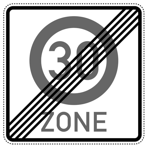 1 Stuk traffic sign "End of 30 km/h speed zone" – 20-70 cm – LH-Verk-274-2-50