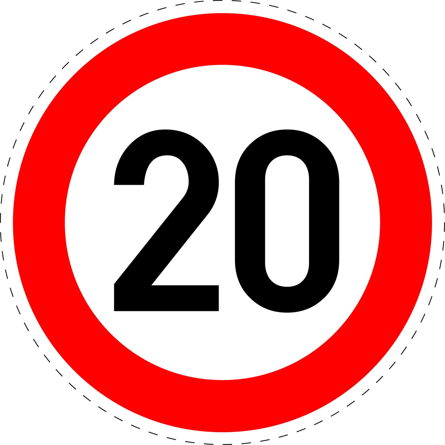 1 Stuk traffic sign "Maximum speed limit 20 km/h" – 2-15 cm – LH-Verk-274-52
