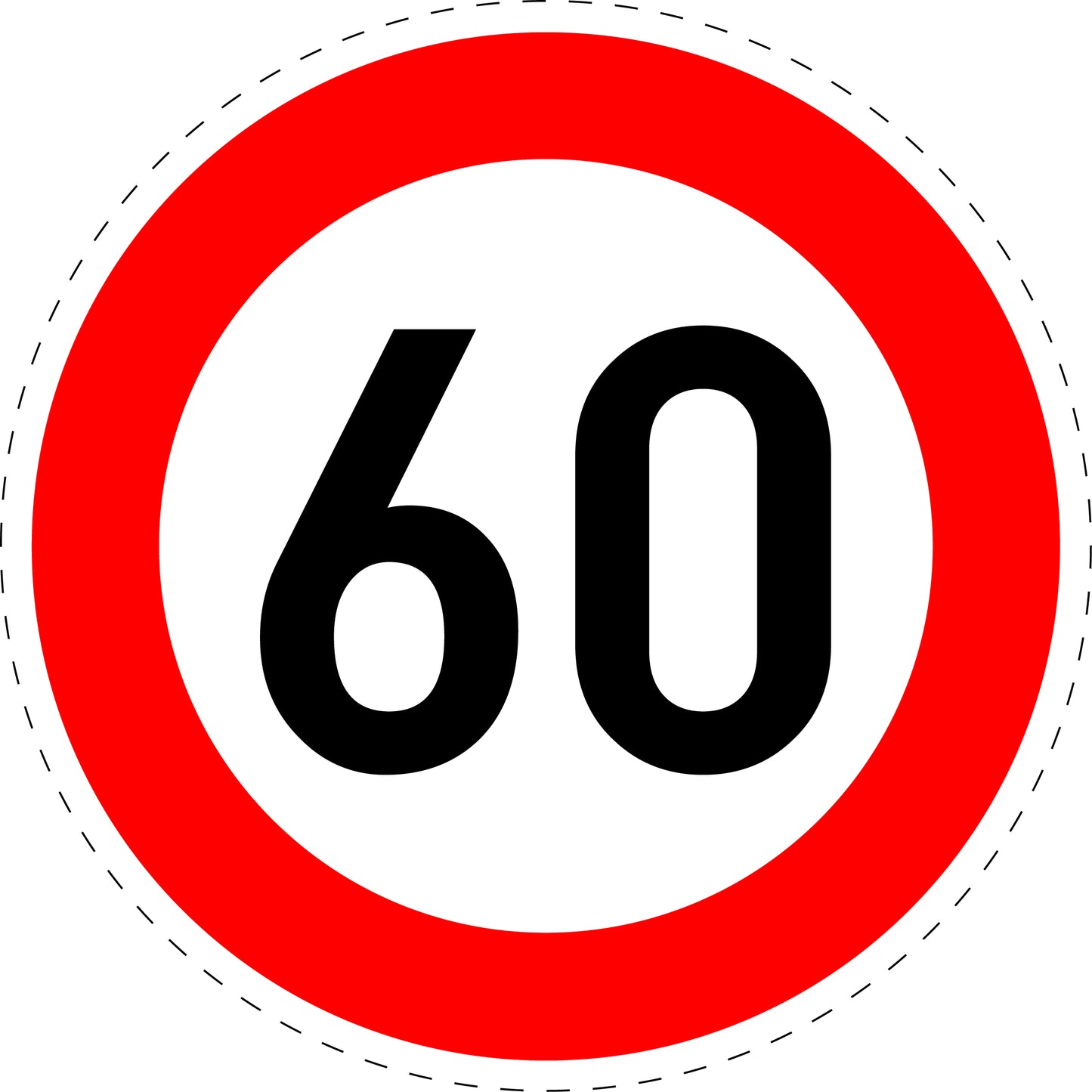 1 Stuk traffic sign "Maximum speed limit 60 km/h" – 2-15 cm – LH-Verk-274-56