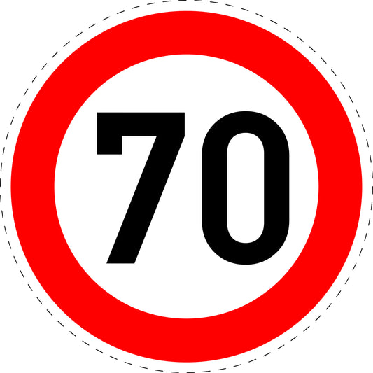 1 Stuk traffic sign "Maximum speed limit 70 km/h" – 2-15 cm – LH-Verk-274-57