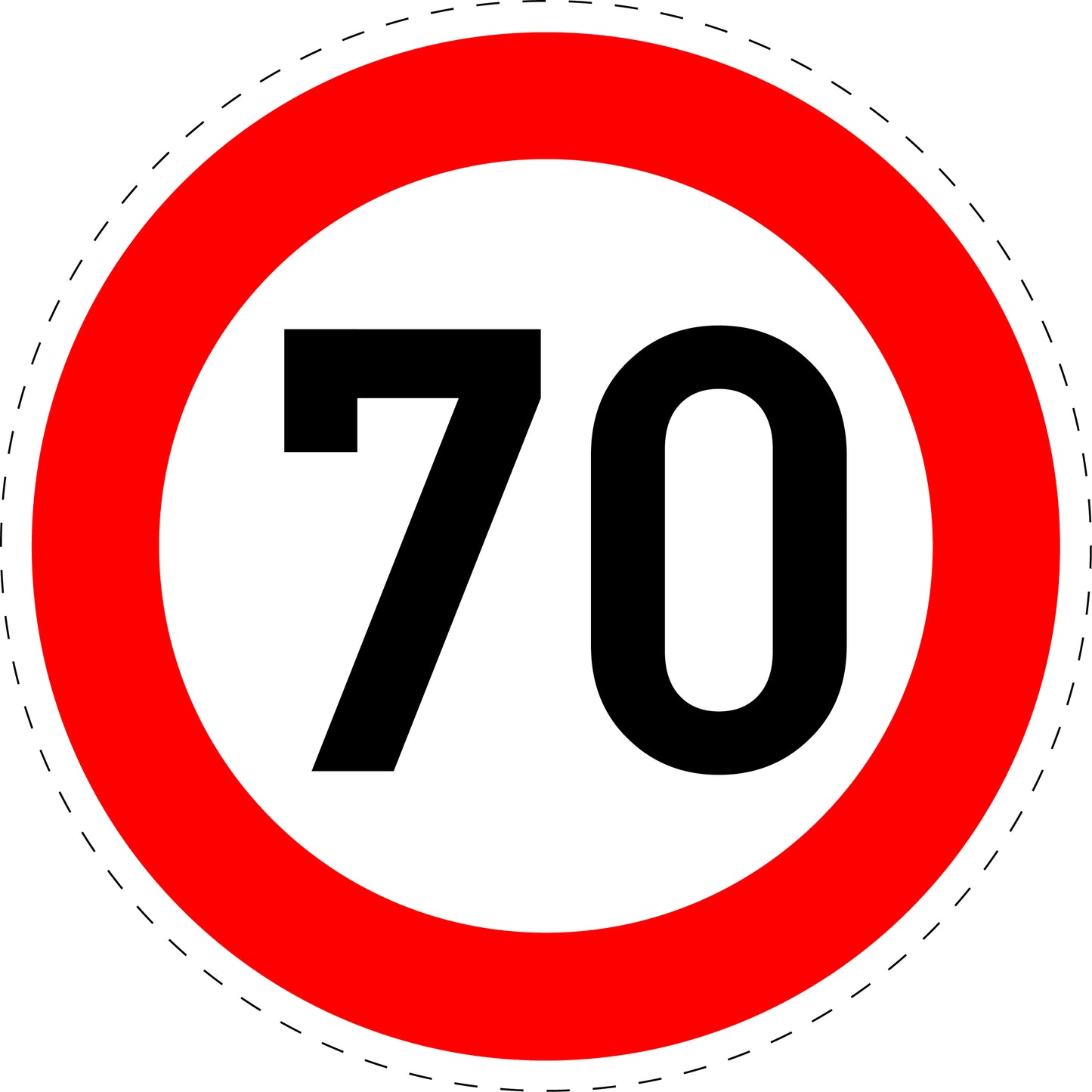 1 Stuk traffic sign "Maximum speed limit 70 km/h" – 20-70 cm – LH-Verk-274-57