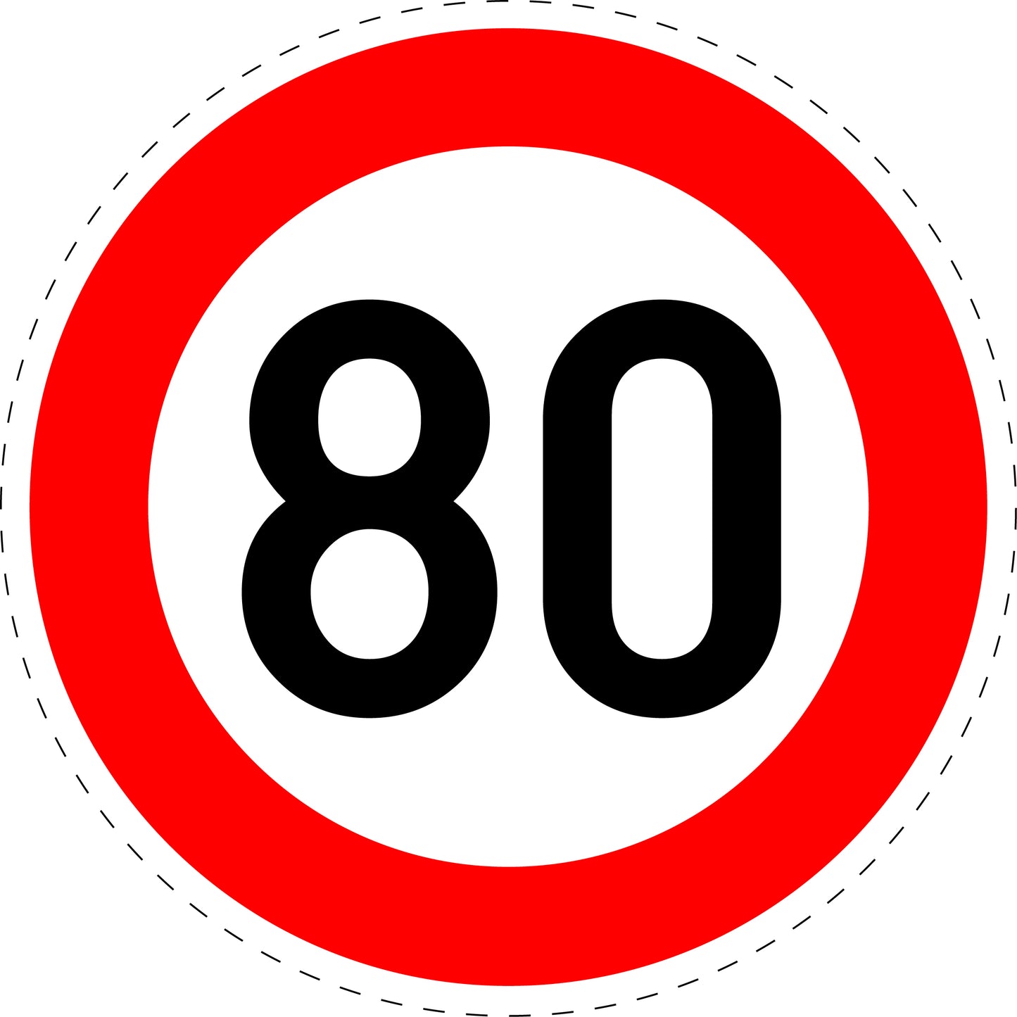 1 Stuk traffic sign "Maximum speed limit 80 km/h" – 2-15 cm – LH-Verk-274-58