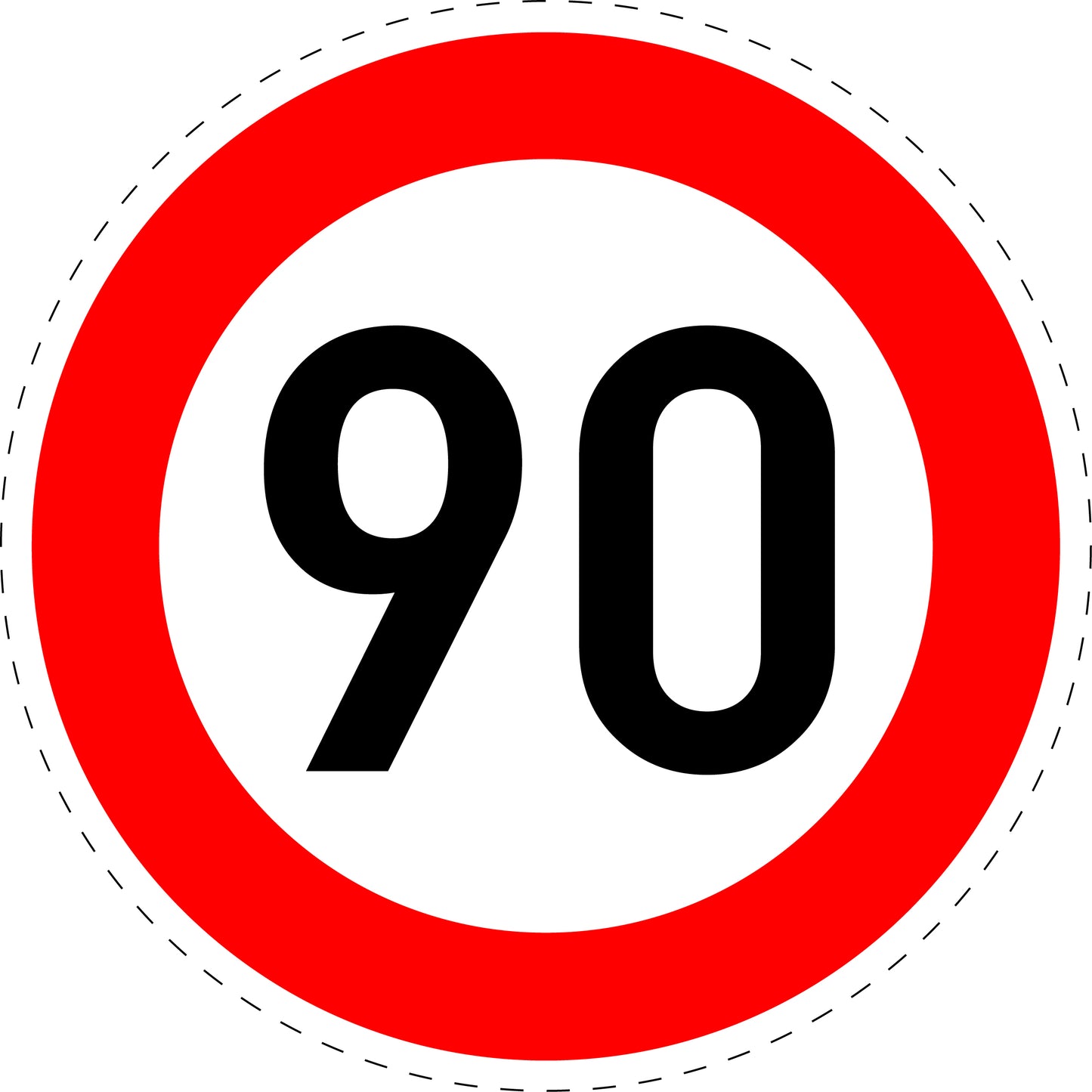 1 Stuk traffic sign "Maximum speed limit 90 km/h" – 2-15 cm – LH-Verk-274-59