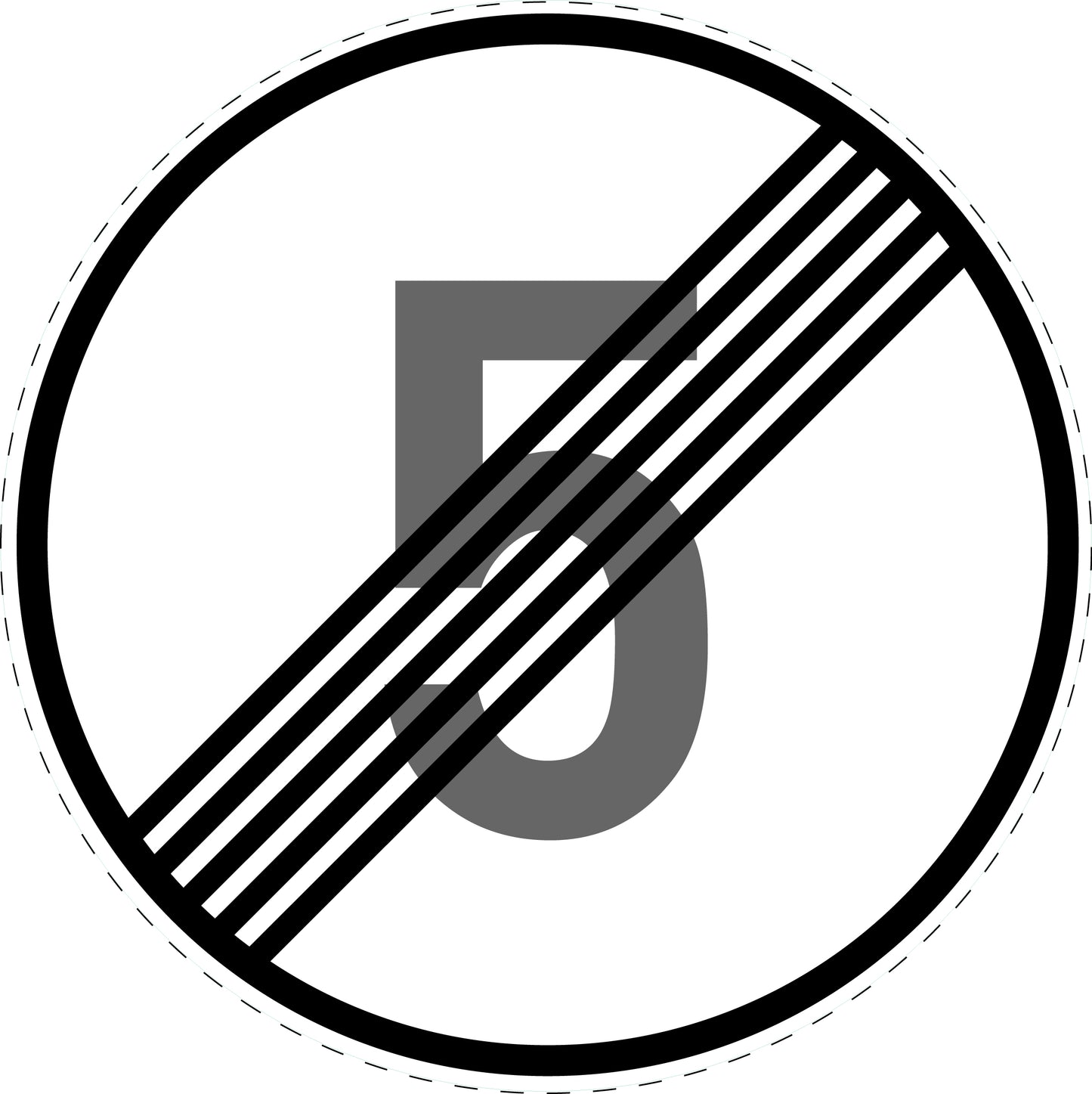 1 Stuk traffic sign "End of speed limit 5 km/h" – 20-70 cm – LH-Verk-278-50