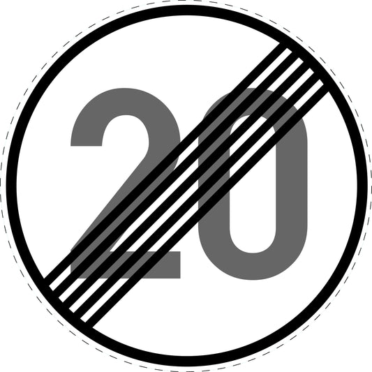 1 Stuk traffic sign "End of speed limit 20 km/h" – 2-15 cm – LH-Verk-278-52