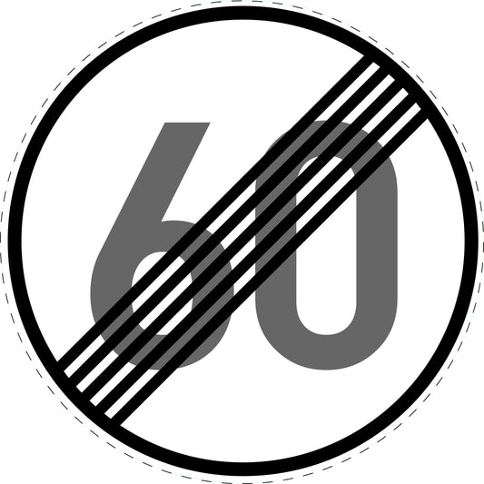 1 Stuk traffic sign "End of speed limit 60 km/h" – 2-15 cm – LH-Verk-278-56