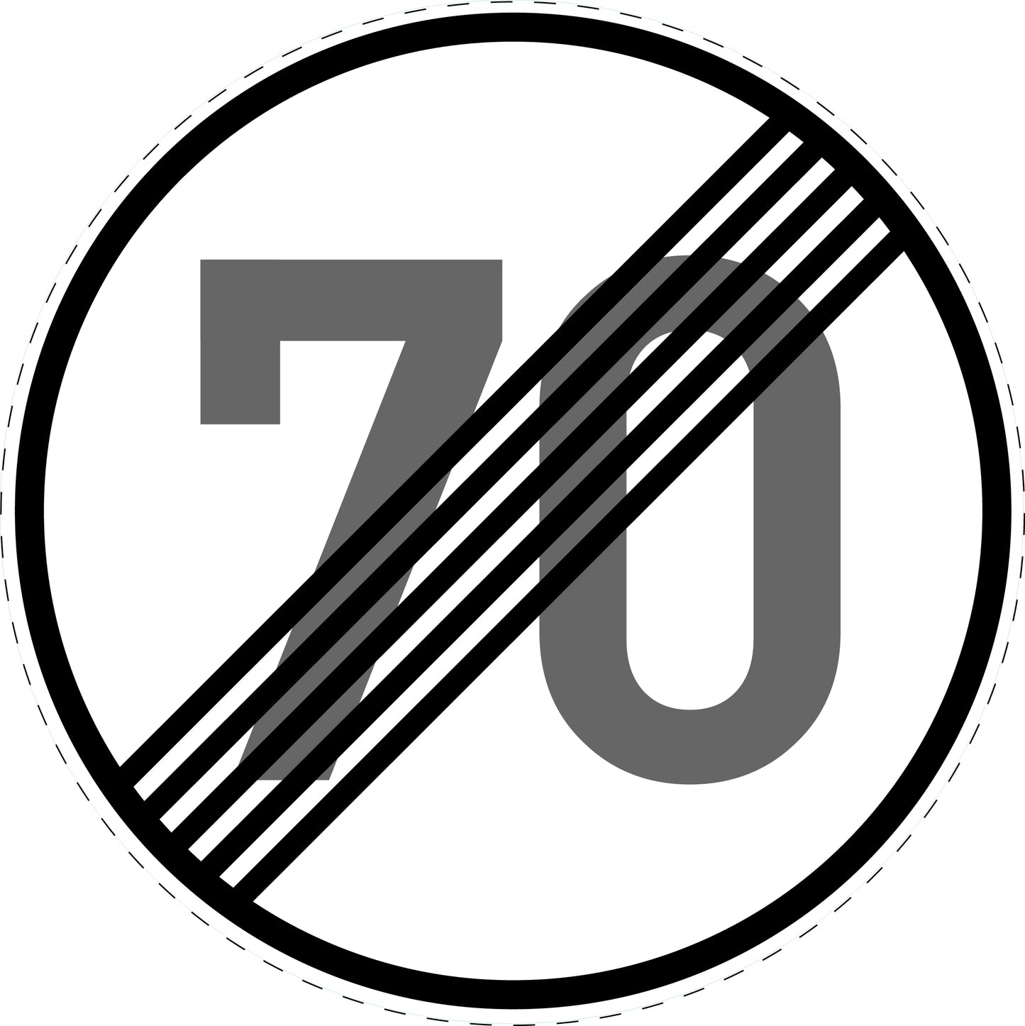 1 Stuk traffic sign "End of speed limit 70 km/h" – 2-15 cm – LH-Verk-278-57
