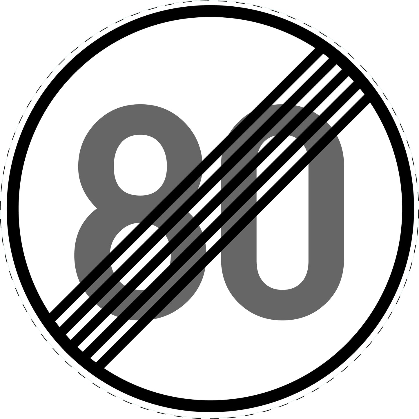 1 Stuk traffic sign "End of speed limit 80 km/h" – 2-15 cm – LH-Verk-278-58