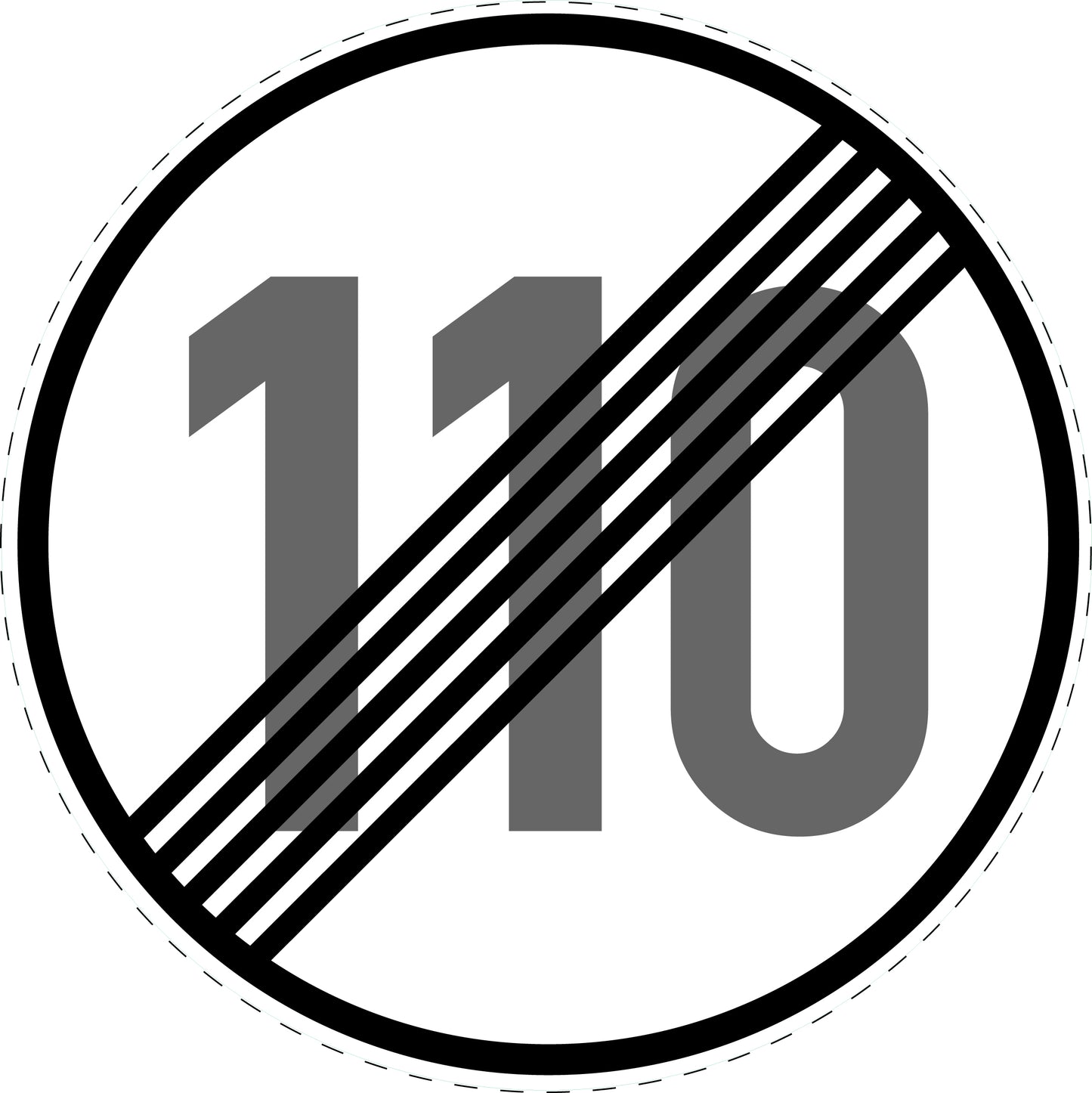 1 Stuk traffic sign "End of speed limit 110 km/h" – 2-15 cm – LH-Verk-278-61