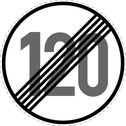 1 Stuk traffic sign "End of speed limit 120 km/h" – 2-15 cm – LH-Verk-278-62