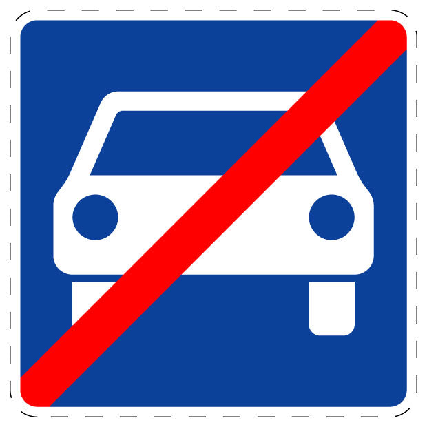 1 Stuk of traffic sign "End of Motor Vehicle Road" 2-15 cm LH-Verk-336