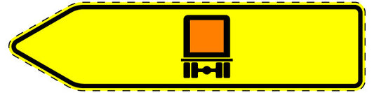 1 Stuk of traffic sign "Directional sign for specific types of traffic, vehicles carrying hazardous materials that require labeling – pointing left" 2-15 cm LH-Verk-421-11