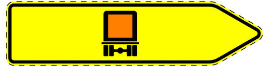 1 Stuk of traffic sign "Directional sign for specific types of traffic, vehicles carrying hazardous materials that require labeling – pointing right" 20-70 cm LH-Verk-421-21