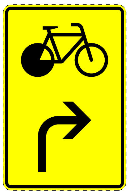 1 Stuk of traffic sign "Bicycle traffic – pointing right" 20-70 cm LH-Verk-442-20