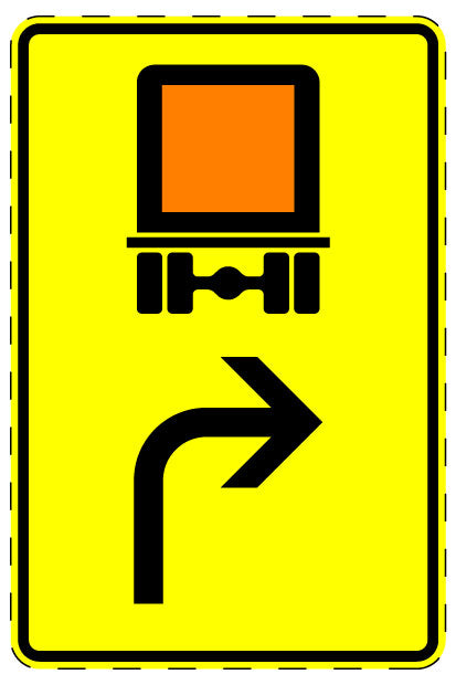 1 Stuk of traffic sign "Vehicles carrying hazardous materials that require labeling – pointing right" 2-15 cm LH-Verk-442-22