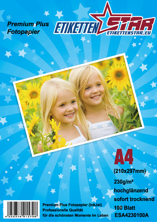 100 sheets of A4 230g/m² photo paper HGlossy+waterproof from LabelsStar ESA4230100A