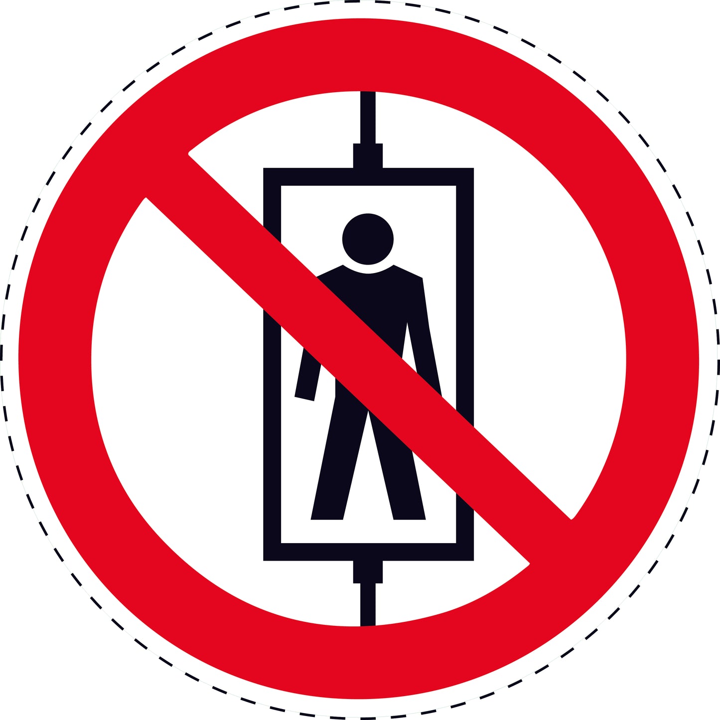 1 Stuck Prohibition sticker "Passenger transport prohibited, cable travel prohibited" made of PVC plastic, ES-SI130