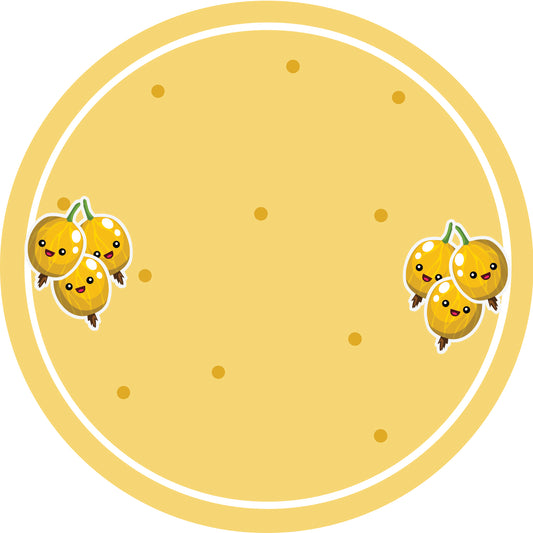 Jam stickers, preserving lables, household lables, round shape labels with matte finish LHMAR17190-Yellow Gooseberry