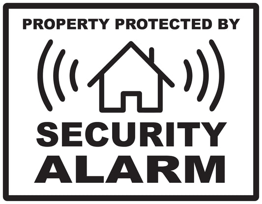 Alarm sticker 10-30 cm LH-ALARM-H-10100-88 Material: white PVC plastic