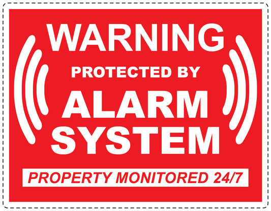 Alarm sticker 10-30 cm LH-ALARM-H-10200-14 Material: white PVC plastic