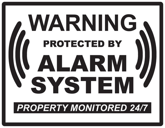Alarm sticker 10-30 cm LH-ALARM-H-10200-88 Material: white PVC plastic
