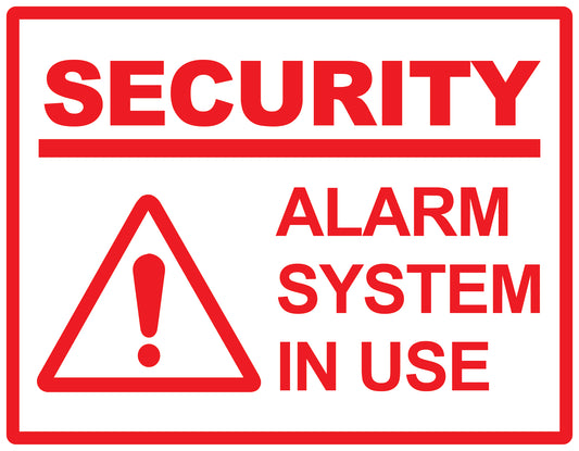 Alarm sticker 10-30 cm LH-ALARM-H-10600-0 Material: white PVC plastic