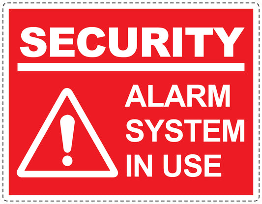 Alarm sticker 10-30 cm LH-ALARM-H-10600-14 Material: white PVC plastic