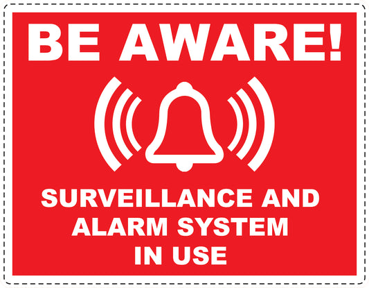 Alarm sticker 10-30 cm LH-ALARM-H-10800-14 Material: white PVC plastic