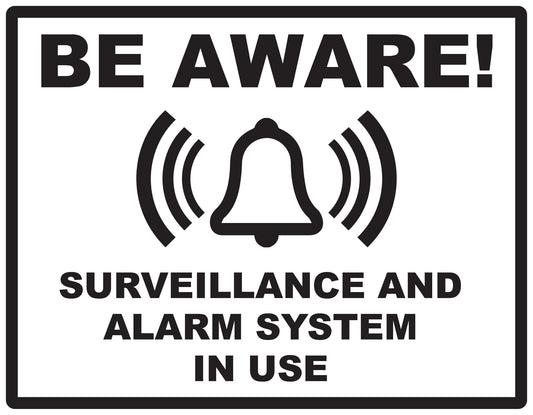 Alarm sticker 10-30 cm LH-ALARM-H-10800-88 Material: white PVC plastic