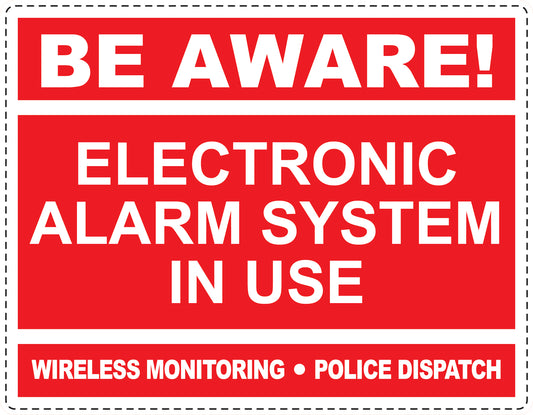 Alarm sticker 10-30 cm LH-ALARM-H-11500-14 Material: white PVC plastic