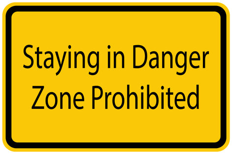 Construction site sticker "Staying in danger zone prohibited" yellow LH-BAU-1010